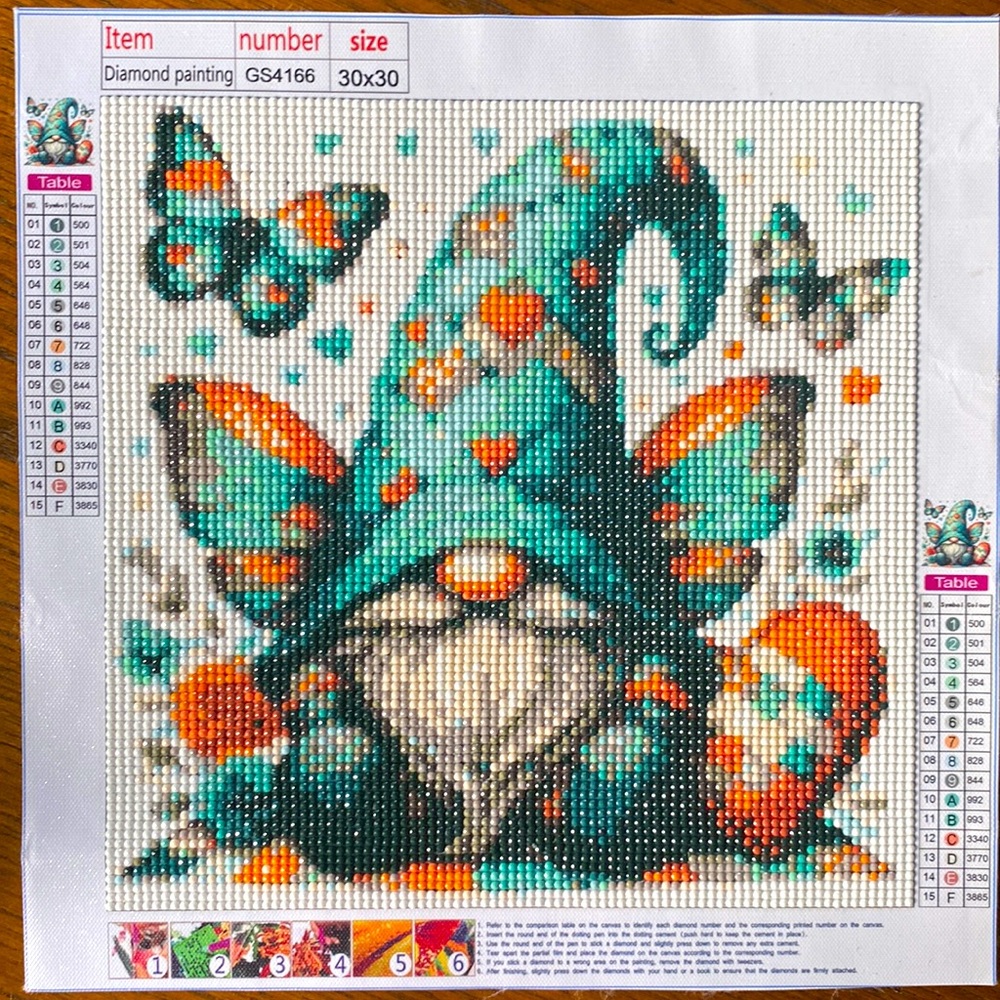 Fairy Gnome with Butterflies Diamond Dot Art Picture Painting